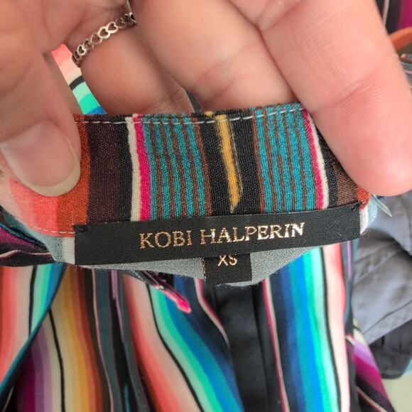 Kobi Halperin Steffi Striped Shirtdress Womens Midi Dress XS Colorful Southwest - Picture 8 of 13